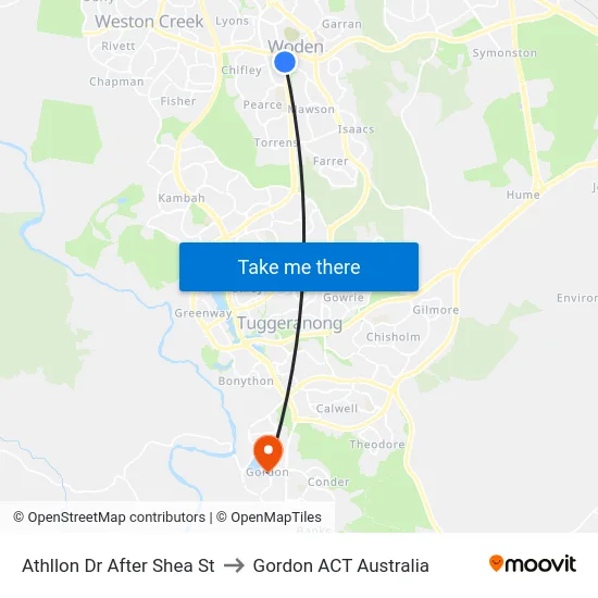 Athllon Dr After Shea St to Gordon ACT Australia map