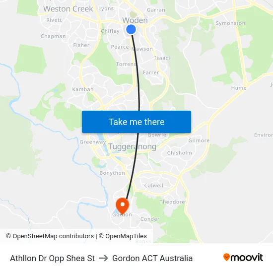 Athllon Dr Opp Shea St to Gordon ACT Australia map