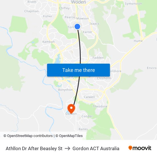 Athllon Dr After Beasley St to Gordon ACT Australia map