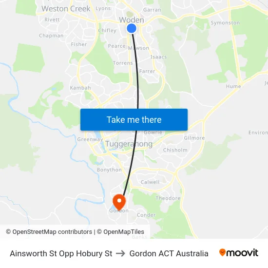 Ainsworth St Opp Hobury St to Gordon ACT Australia map