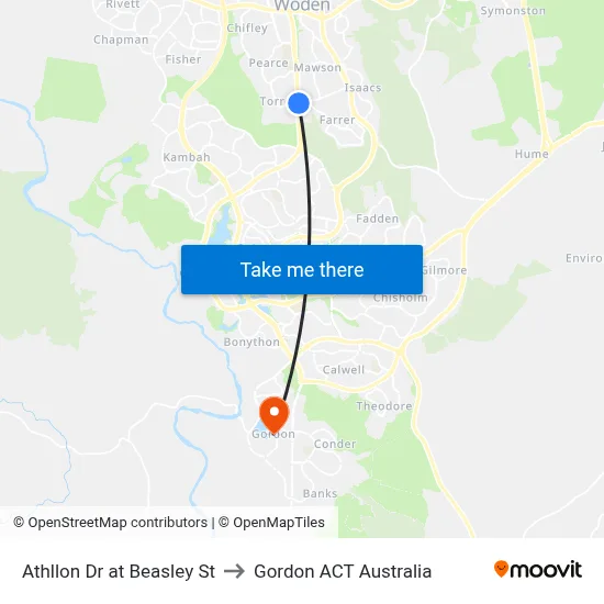 Athllon Dr at Beasley St to Gordon ACT Australia map