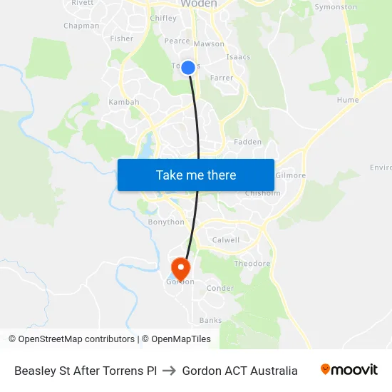 Beasley St After Torrens Pl to Gordon ACT Australia map