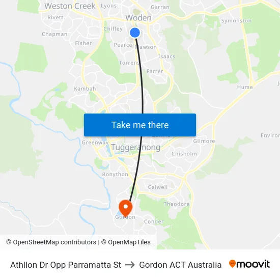 Athllon Dr Opp Parramatta St to Gordon ACT Australia map