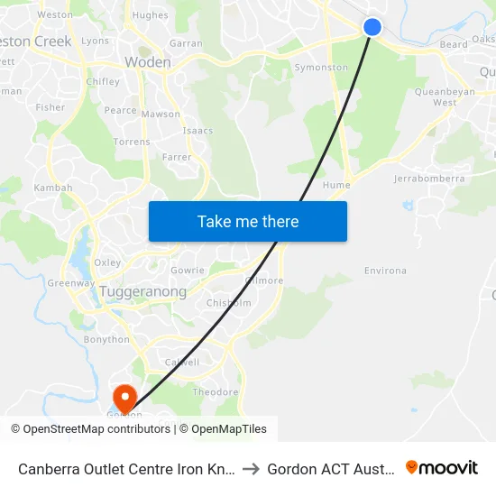 Canberra Outlet Centre Iron Knob St to Gordon ACT Australia map