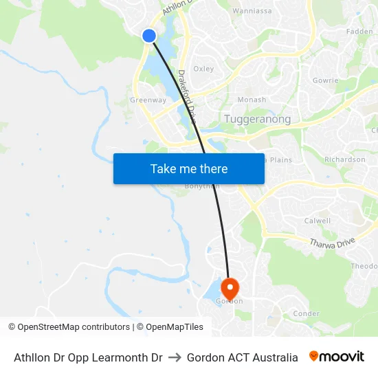 Athllon Dr Opp Learmonth Dr to Gordon ACT Australia map