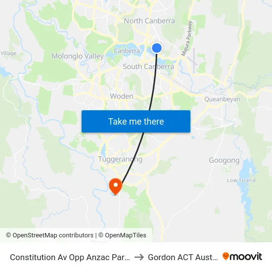 Constitution Av Opp Anzac Park East to Gordon ACT Australia map