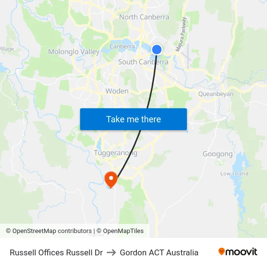 Russell Offices Russell Dr to Gordon ACT Australia map