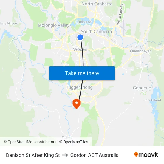 Denison St After King St to Gordon ACT Australia map
