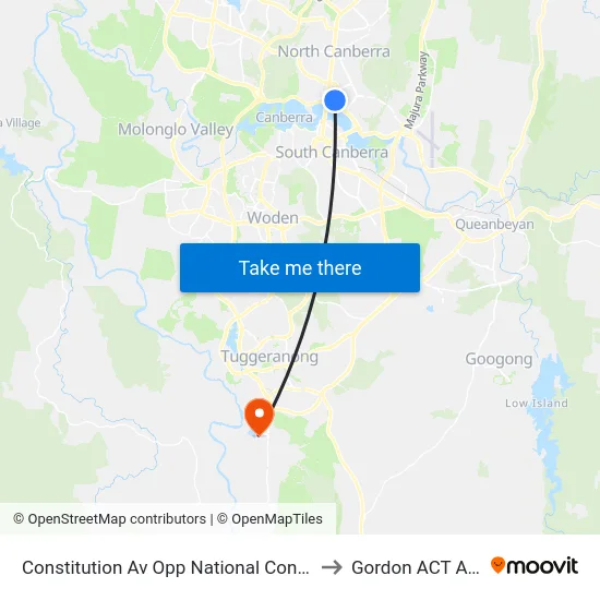 Constitution Av Opp National Convention Centre to Gordon ACT Australia map