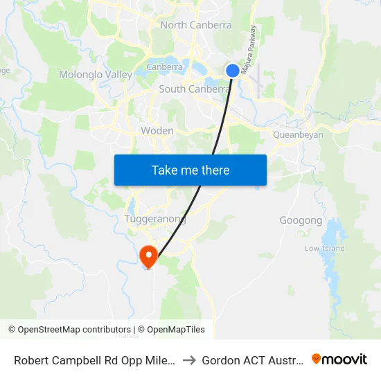 Robert Campbell Rd Opp Miles Rd to Gordon ACT Australia map
