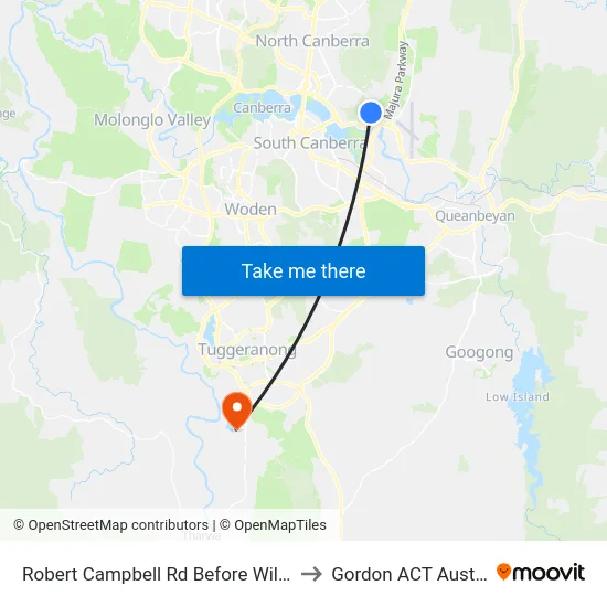 Robert Campbell Rd Before Wilton Rd to Gordon ACT Australia map