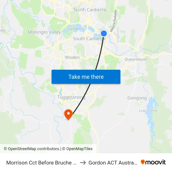 Morrison Cct Before Bruche Rd to Gordon ACT Australia map
