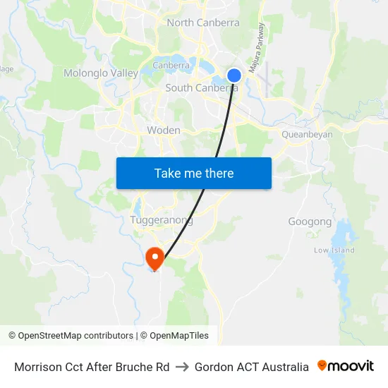 Morrison Cct After Bruche Rd to Gordon ACT Australia map