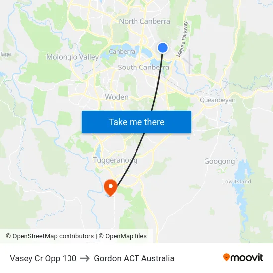 Vasey Cr Opp 100 to Gordon ACT Australia map