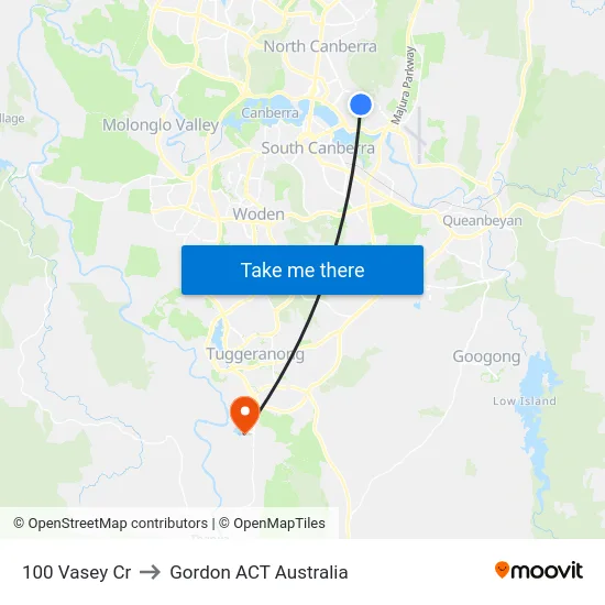 100 Vasey Cr to Gordon ACT Australia map