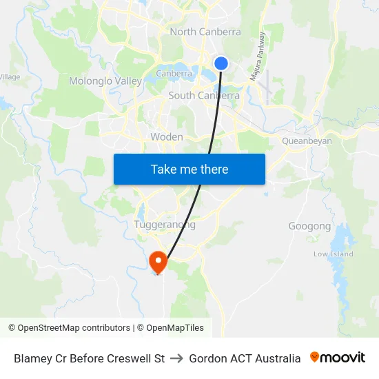 Blamey Cr Before Creswell St to Gordon ACT Australia map