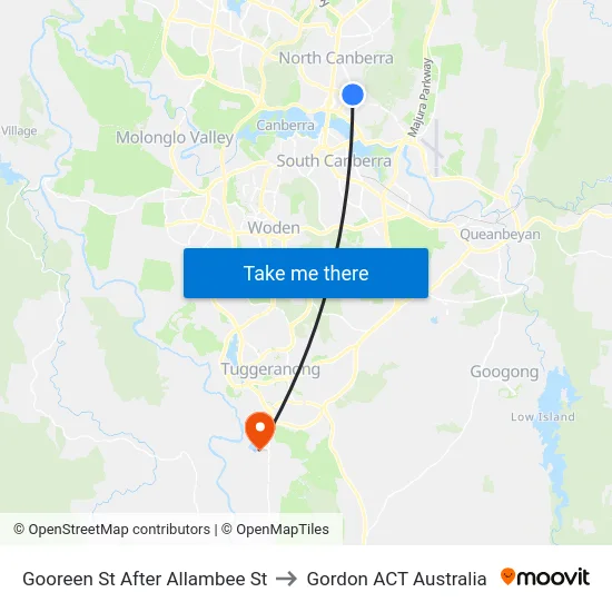 Gooreen St After Allambee St to Gordon ACT Australia map