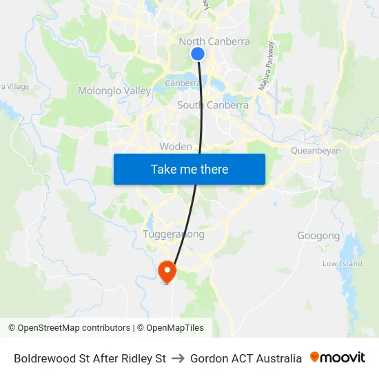 Boldrewood St After Ridley St to Gordon ACT Australia map