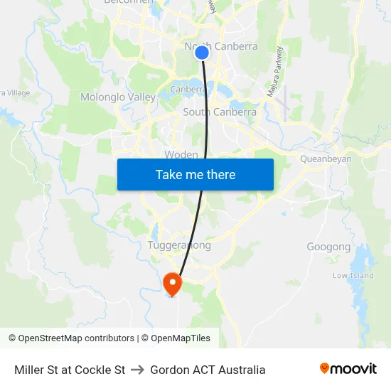 Miller St at Cockle St to Gordon ACT Australia map