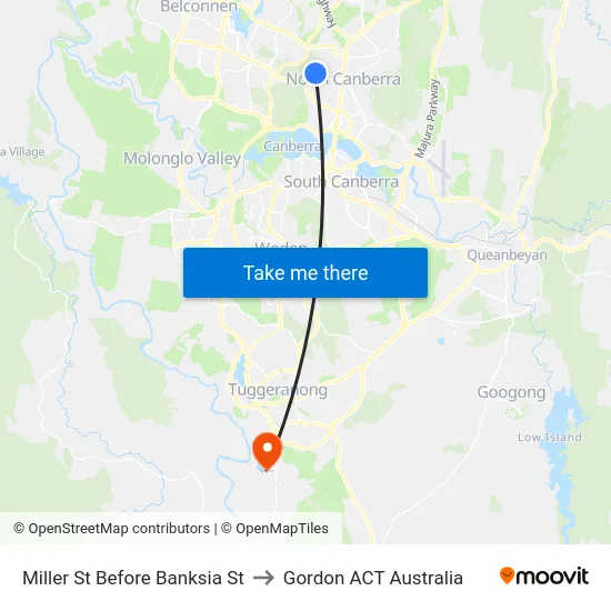Miller St Before Banksia St to Gordon ACT Australia map