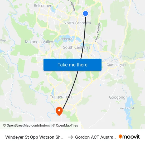 Windeyer St Opp Watson Shops to Gordon ACT Australia map