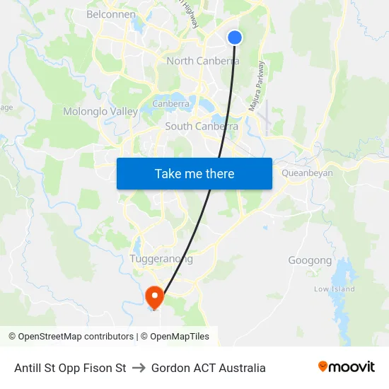 Antill St Opp Fison St to Gordon ACT Australia map
