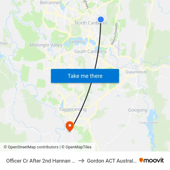 Officer Cr After 2nd Hannan Cr to Gordon ACT Australia map