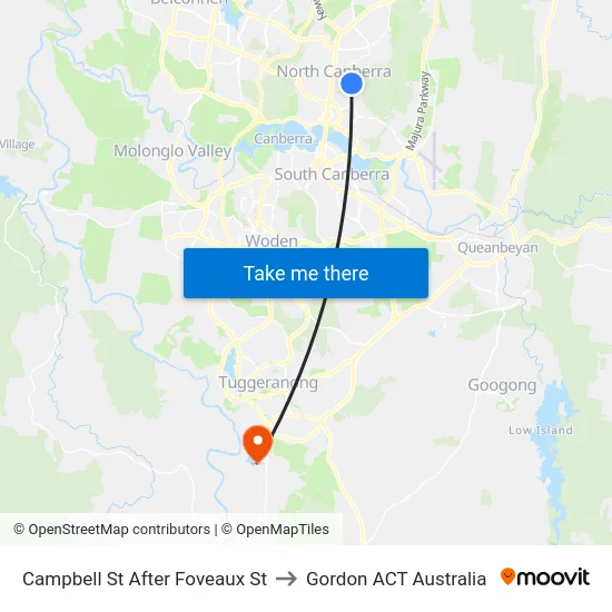 Campbell St After Foveaux St to Gordon ACT Australia map
