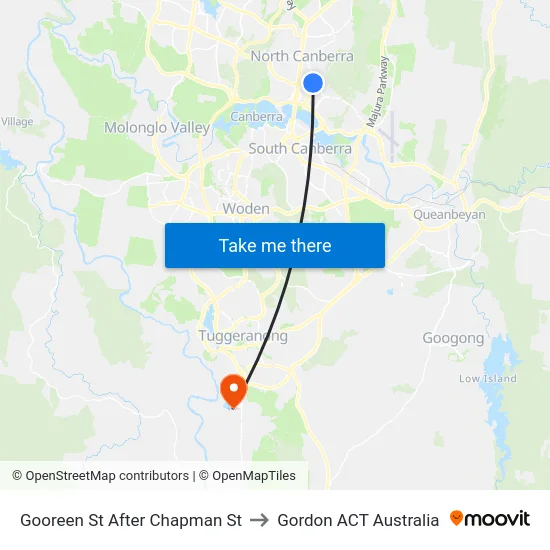 Gooreen St After Chapman St to Gordon ACT Australia map