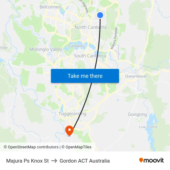 Majura Ps Knox St to Gordon ACT Australia map