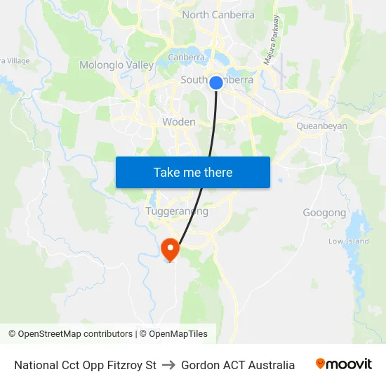 National Cct Opp Fitzroy St to Gordon ACT Australia map