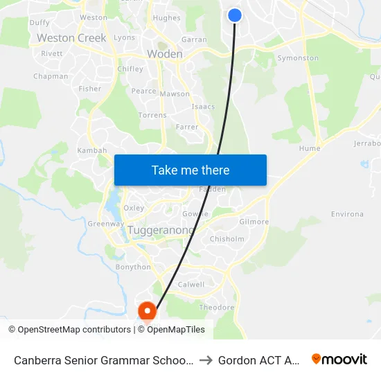Canberra Senior Grammar School Golden Gr to Gordon ACT Australia map