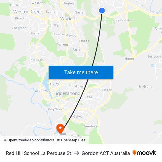 Red Hill School La Perouse St to Gordon ACT Australia map