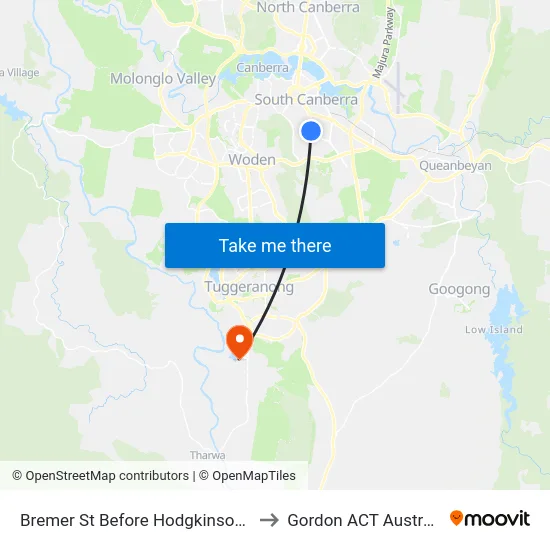 Bremer St Before Hodgkinson St to Gordon ACT Australia map