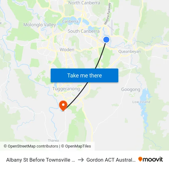 Albany St Before Townsville St to Gordon ACT Australia map
