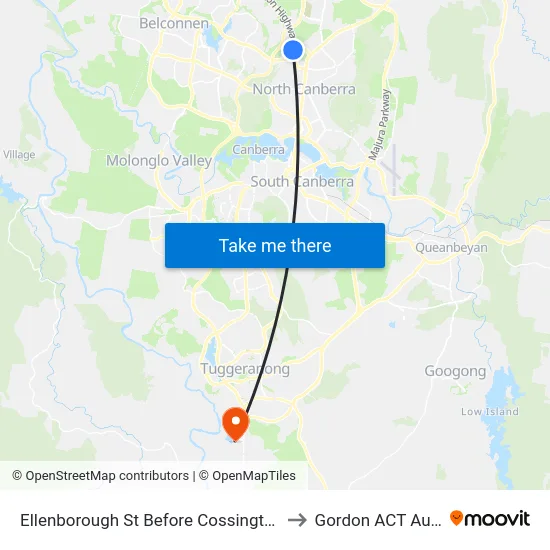 Ellenborough St Before Cossington Smith St to Gordon ACT Australia map