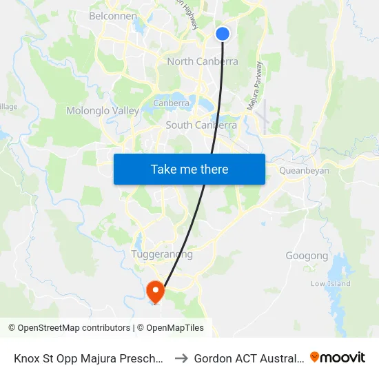 Knox St Opp Majura Preschool to Gordon ACT Australia map