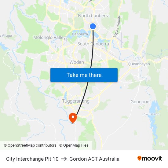 City Interchange Plt 10 to Gordon ACT Australia map