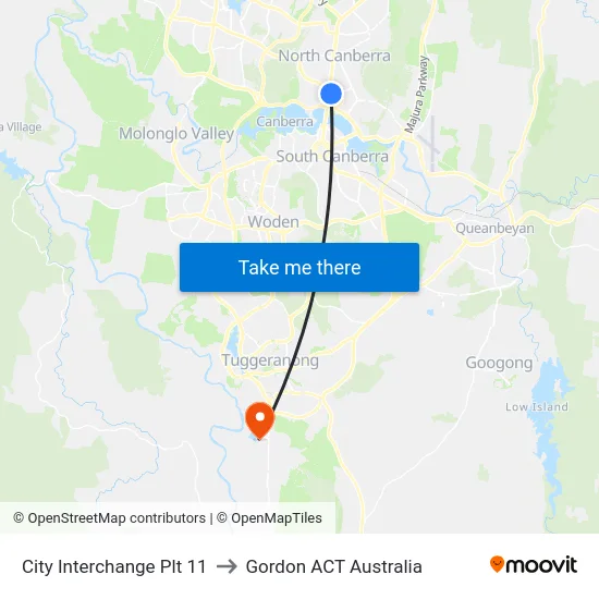 City Interchange Plt 11 to Gordon ACT Australia map