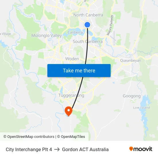 City Interchange Plt 4 to Gordon ACT Australia map