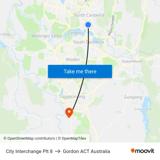 City Interchange Plt 8 to Gordon ACT Australia map