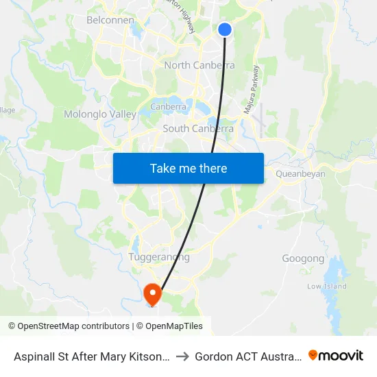 Aspinall St After Mary Kitson St to Gordon ACT Australia map
