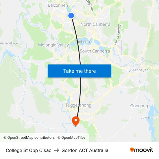 College St Opp Cisac to Gordon ACT Australia map