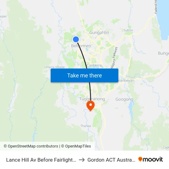Lance Hill Av Before Fairlight St to Gordon ACT Australia map