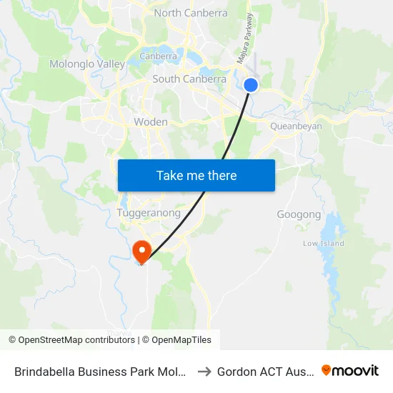 Brindabella Business Park Molonglo Dr to Gordon ACT Australia map