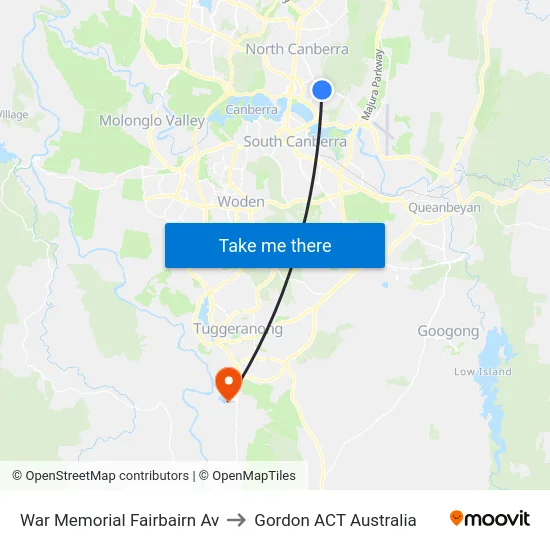 War Memorial Fairbairn Av to Gordon ACT Australia map