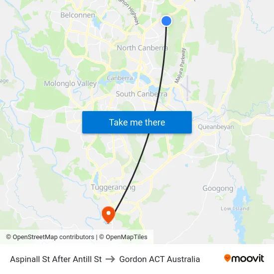 Aspinall St After Antill St to Gordon ACT Australia map