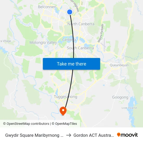 Gwydir Square Maribyrnong Av to Gordon ACT Australia map