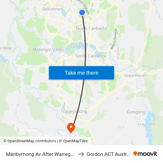 Maribyrnong Av After Warrego Cct to Gordon ACT Australia map