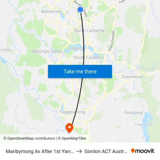 Maribyrnong Av After 1st Yarra St to Gordon ACT Australia map